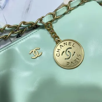 Chanel 22 Small Handbag Shiny Calfskin AS3260 Mint Green