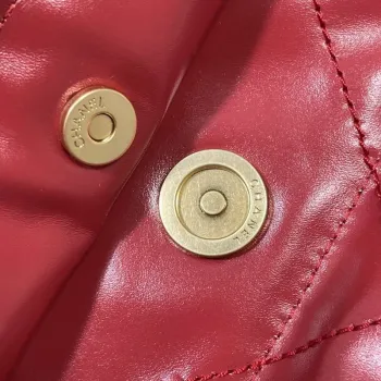 Chanel 22 Small Handbag Shiny Calfskin AS3260 Red