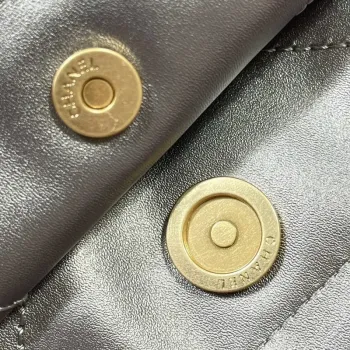 Chanel 22 Handbag Shiny Calfskin AS3261 Gray Silver