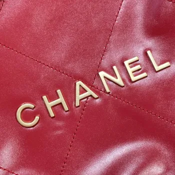 Chanel 22 Handbag Shiny Calfskin AS3261 Red