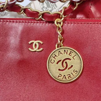 Chanel 22 Handbag Shiny Calfskin AS3261 Red