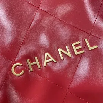 Chanel 22 Large Handbag Shiny Calfskin AS3262 Red