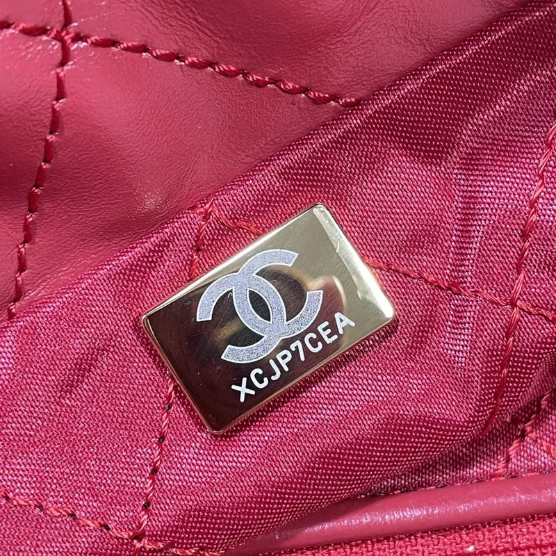 Chanel 22 Large Handbag Shiny Calfskin AS3262 Red