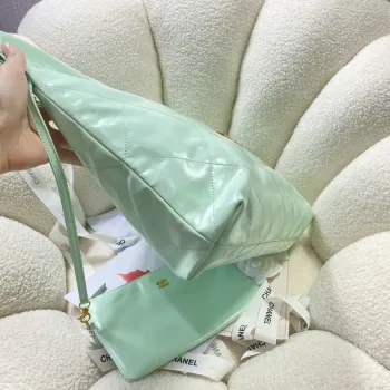 Chanel 22 Large Handbag Shiny Calfskin AS3262 Mint Green