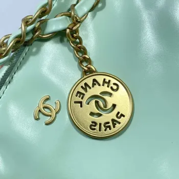 Chanel 22 Large Handbag Shiny Calfskin AS3262 Mint Green