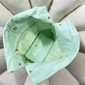 Chanel 22 Large Handbag Shiny Calfskin AS3262 Mint Green