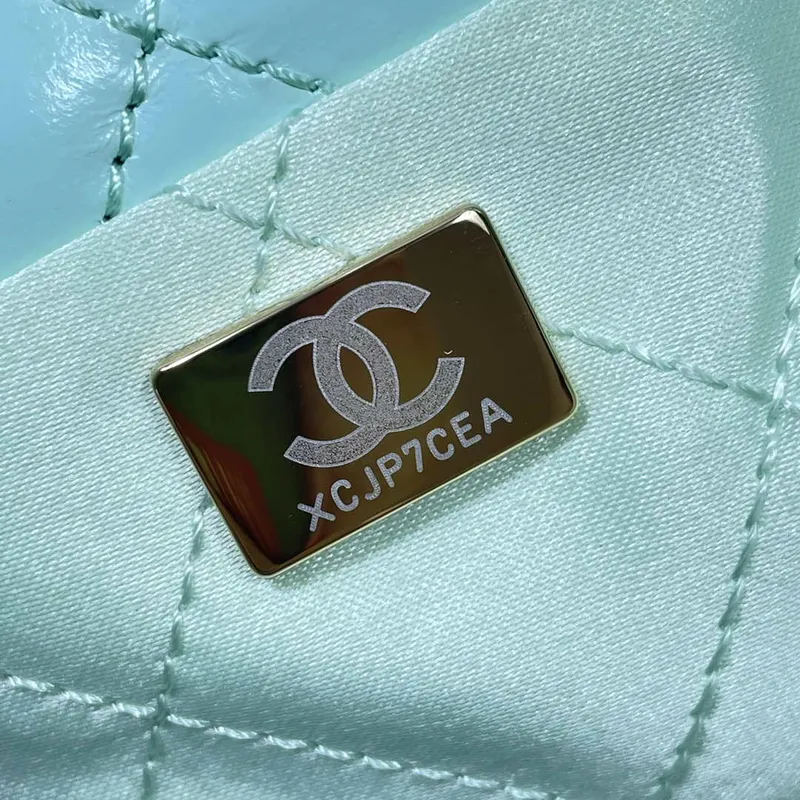 Chanel 22 Large Handbag Shiny Calfskin AS3262 Mint Green