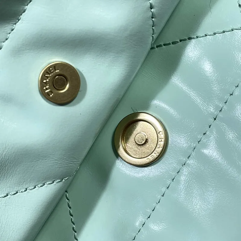 Chanel 22 Large Handbag Shiny Calfskin AS3262 Mint Green