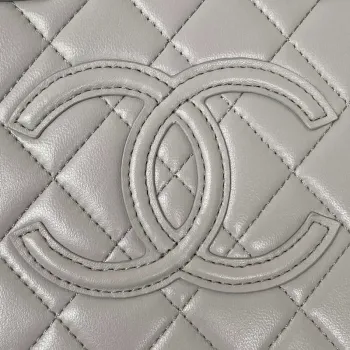 Chanel AS3345 Vanity Case Calfskin & Gold Tone Metal Gray
