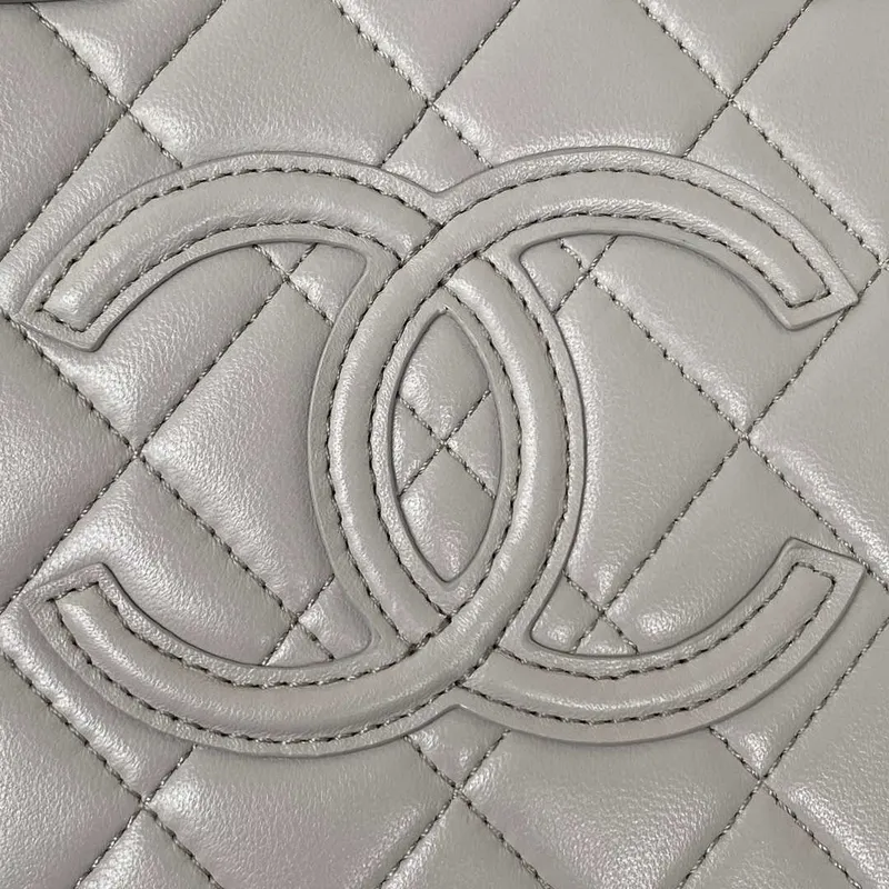 Chanel AS3345 Vanity Case Calfskin & Gold Tone Metal Gray