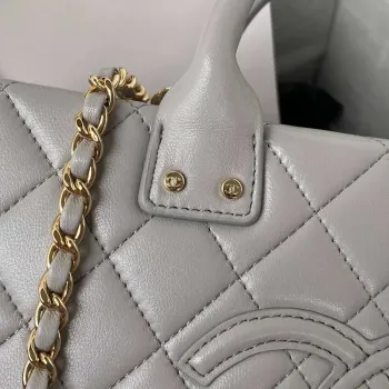 Chanel AS3345 Vanity Case Calfskin & Gold Tone Metal Gray