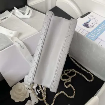 Chanel AS3345 Vanity Case Calfskin & Gold Tone Metal Gray