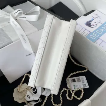 Chanel AS3345 Vanity Case Calfskin & Gold Tone Metal White