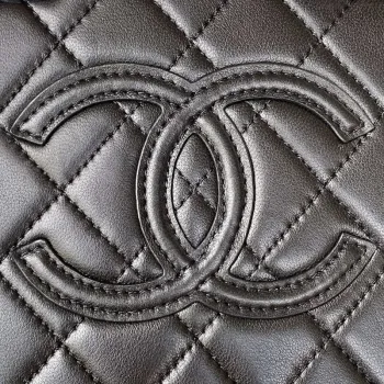 Chanel AS3345 Vanity Case Calfskin & Gold Tone Metal Black