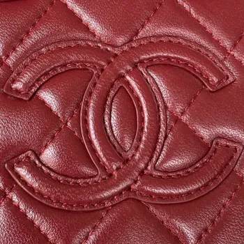 Chanel AS3344 Small Vanity Case Calfskin & Gold Tone Metal Wine Red