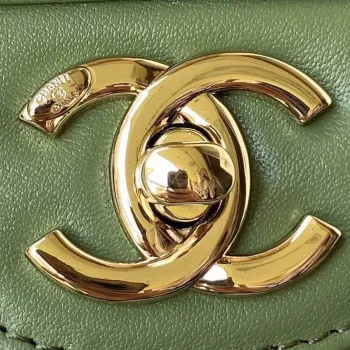 Chanel CC AS2681 Flap Bag With top Handle Calfskin Green