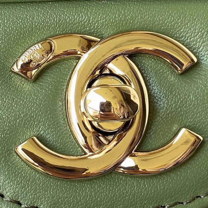 Chanel CC AS2681 Flap Bag With top Handle Calfskin Green
