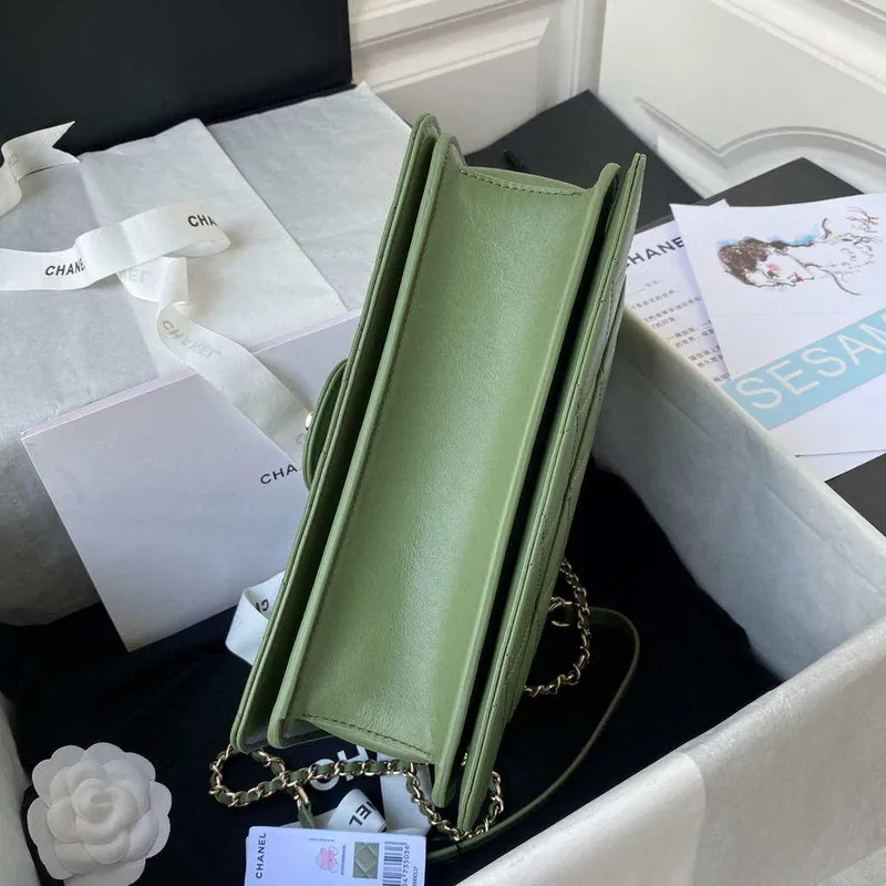 Chanel CC AS2681 Flap Bag With top Handle Calfskin Green