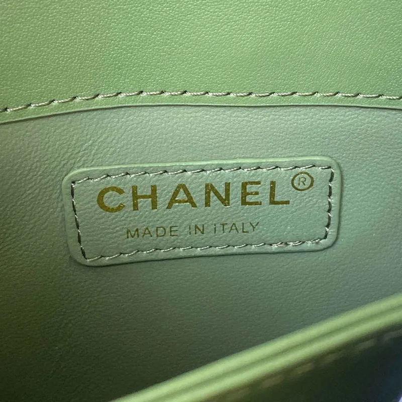 Chanel CC AS2681 Flap Bag With top Handle Calfskin Green