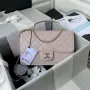 Chanel CC AS2681 Flap Bag With top Handle Calfskin Light Pink