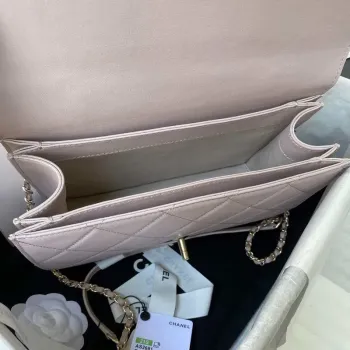 Chanel CC AS2681 Flap Bag With top Handle Calfskin Light Pink