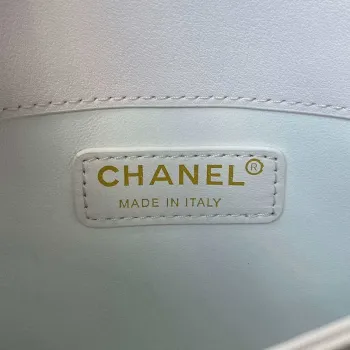 Chanel CC AS2681 Flap Bag With top Handle Calfskin White