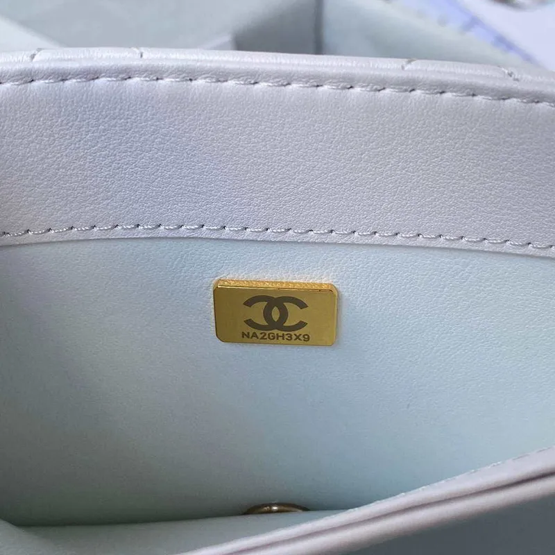 Chanel CC AS2681 Flap Bag With top Handle Calfskin White
