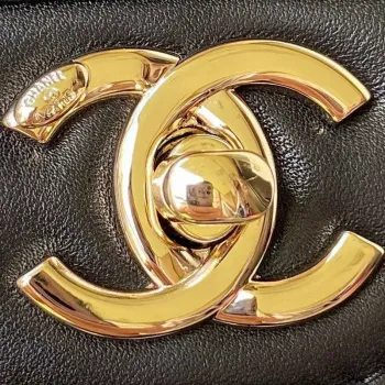 Chanel CC AS2681 Flap Bag With top Handle Calfskin Black