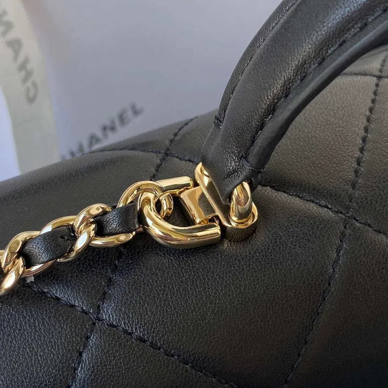 Chanel CC AS2681 Flap Bag With top Handle Calfskin Black