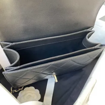 Chanel CC AS2681 Flap Bag With top Handle Calfskin Black