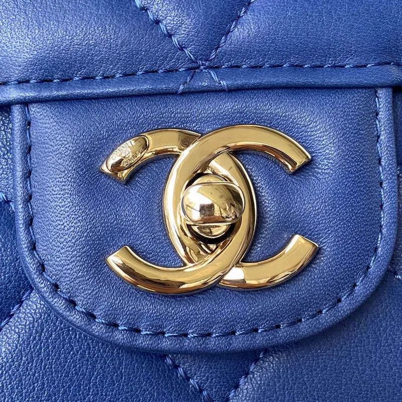 Chanel CC AS2681 Flap Bag With top Handle Calfskin Blue