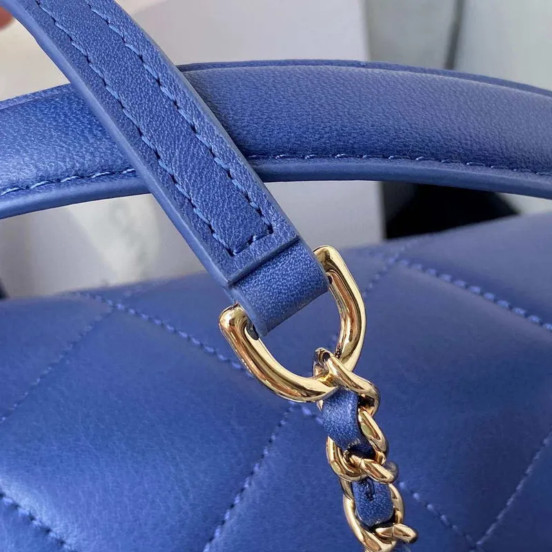 Chanel CC AS2681 Flap Bag With top Handle Calfskin Blue