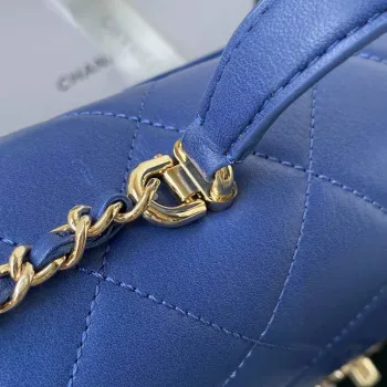 Chanel CC AS2681 Flap Bag With top Handle Calfskin Blue