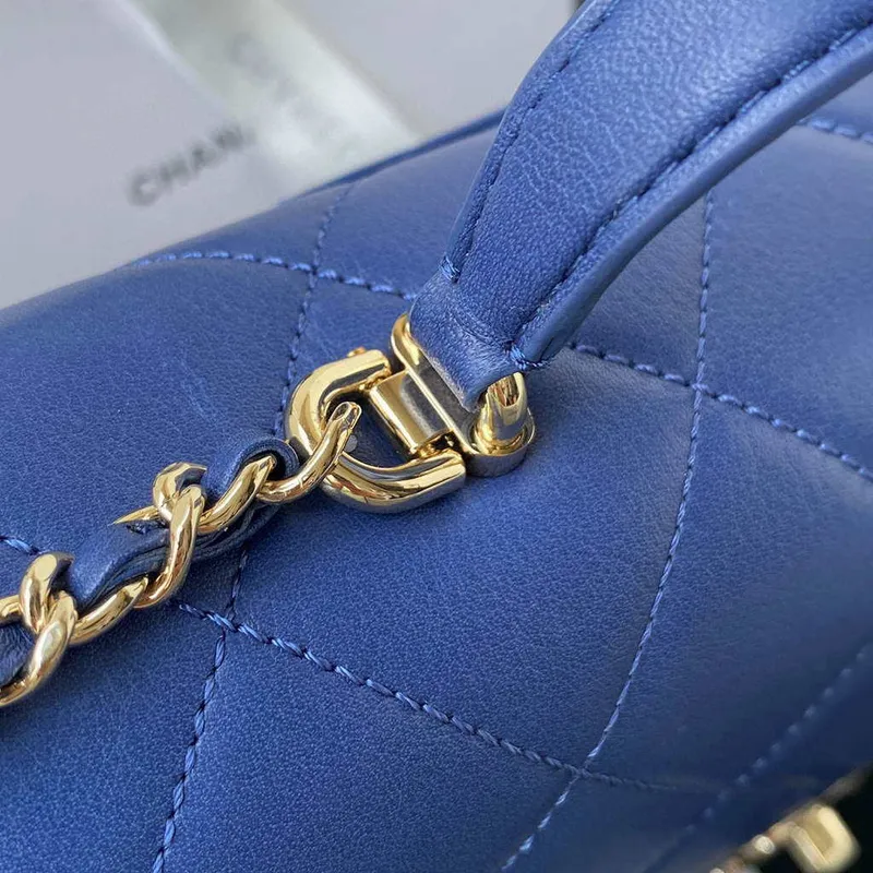 Chanel CC AS2681 Flap Bag With top Handle Calfskin Blue