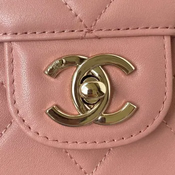 Chanel CC AS2681 Flap Bag With top Handle Calfskin Pink