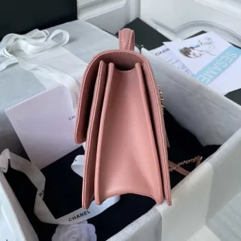 Chanel CC AS2681 Flap Bag With top Handle Calfskin Pink