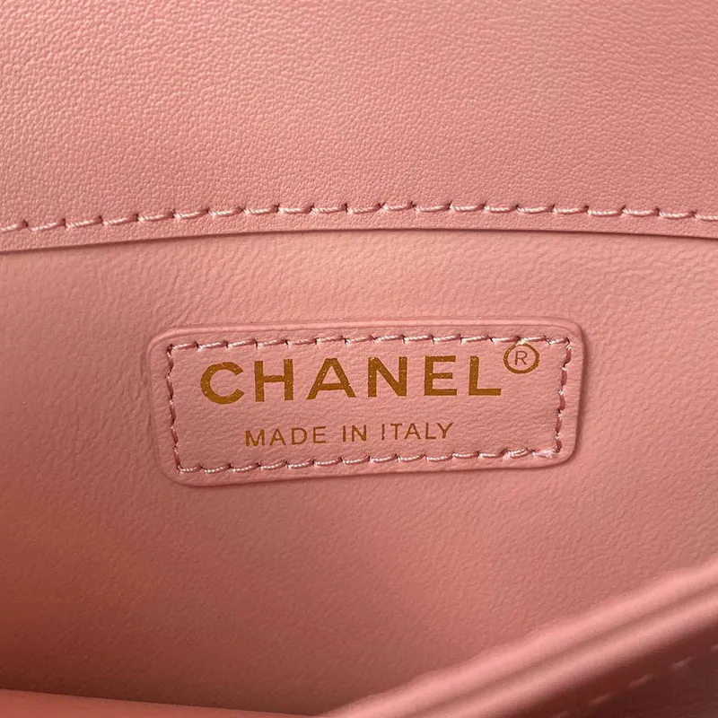 Chanel CC AS2681 Flap Bag With top Handle Calfskin Pink