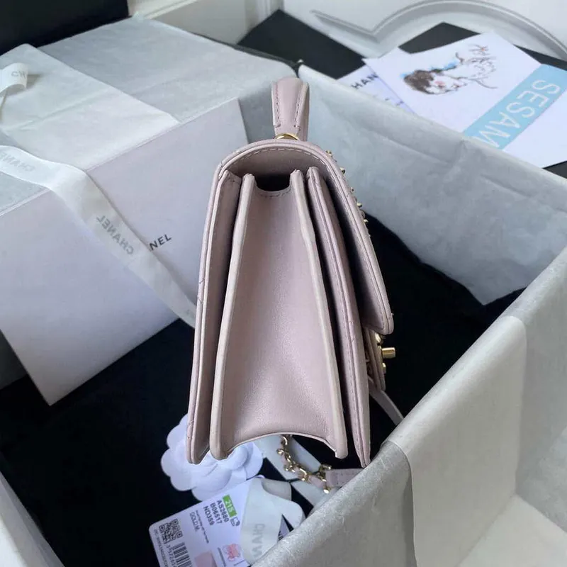 Chanel Small Flap Bag With top Handle Calfskin CC AS2680 Light Pink