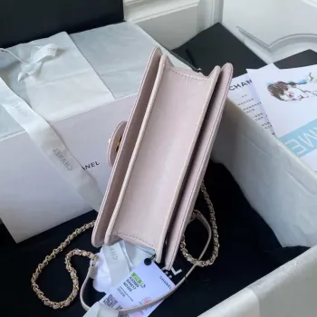 Chanel Small Flap Bag With top Handle Calfskin CC AS2680 Light Pink
