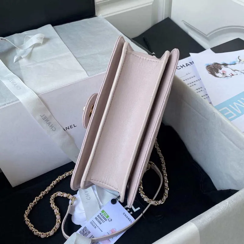 Chanel Small Flap Bag With top Handle Calfskin CC AS2680 Light Pink