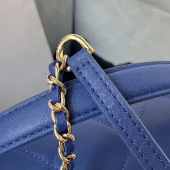 Chanel Small Flap Bag With top Handle Calfskin CC AS2680 Blue