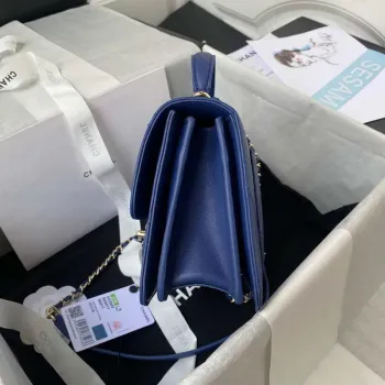 Chanel Small Flap Bag With top Handle Calfskin CC AS2680 Blue