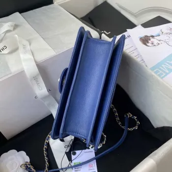 Chanel Small Flap Bag With top Handle Calfskin CC AS2680 Blue