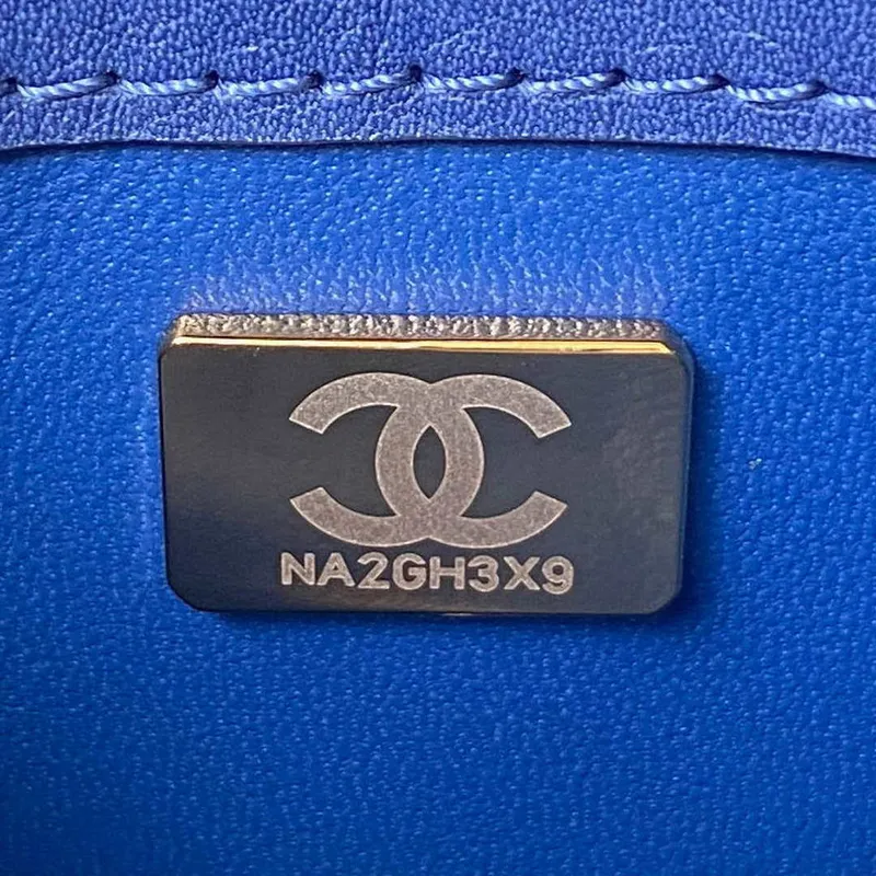 Chanel Small Flap Bag With top Handle Calfskin CC AS2680 Blue