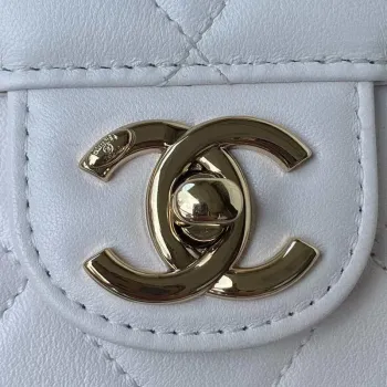 Chanel Small Flap Bag With top Handle Calfskin CC AS2680 White