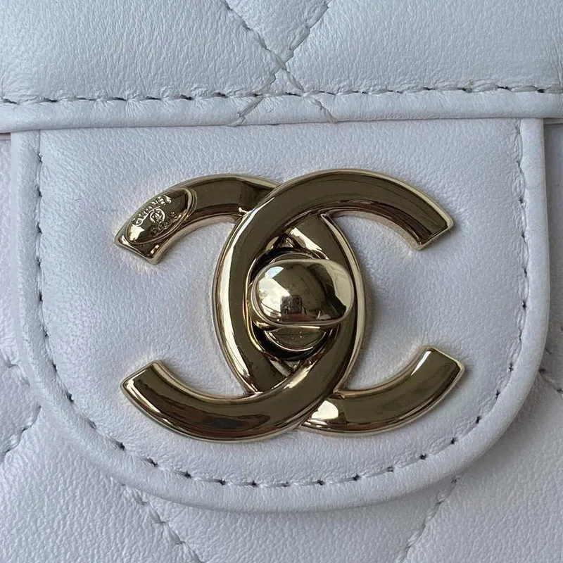 Chanel Small Flap Bag With top Handle Calfskin CC AS2680 White