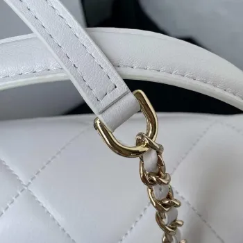 Chanel Small Flap Bag With top Handle Calfskin CC AS2680 White