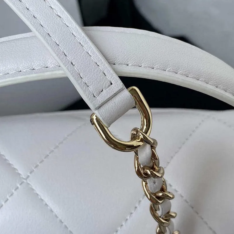 Chanel Small Flap Bag With top Handle Calfskin CC AS2680 White