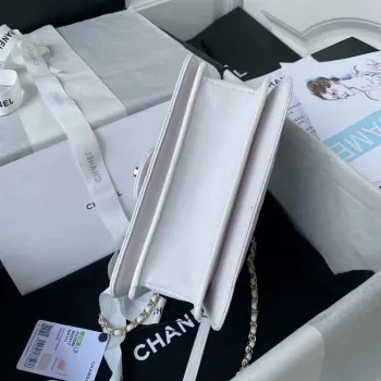 Chanel Small Flap Bag With top Handle Calfskin CC AS2680 White