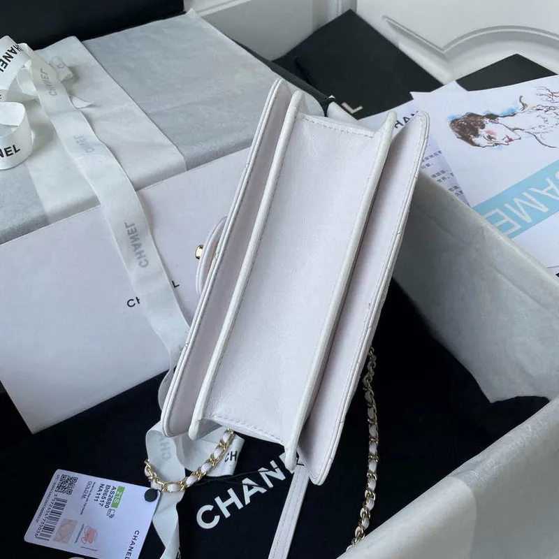 Chanel Small Flap Bag With top Handle Calfskin CC AS2680 White